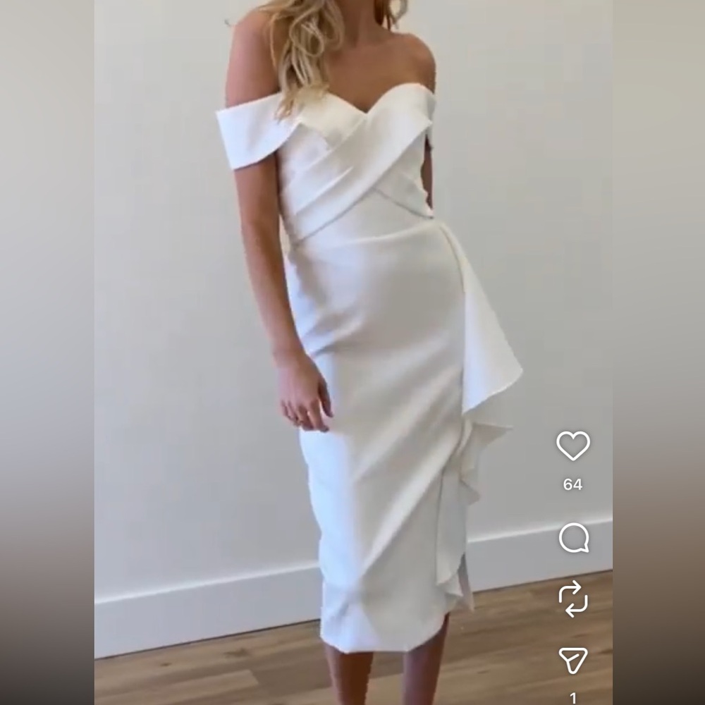 Watters Ivory Strapless Draped Cocktail Dress Bridal Occasion Dress - Picture 6 of 9